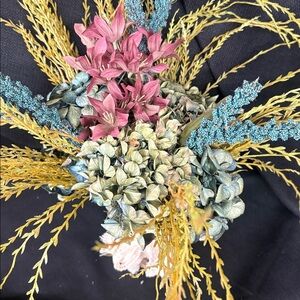 Dried hydrangea and faux Floral Arrangement